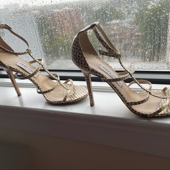 Jimmy Choo Dory Sandals Polka Dot Latte - Picture 5 of 6